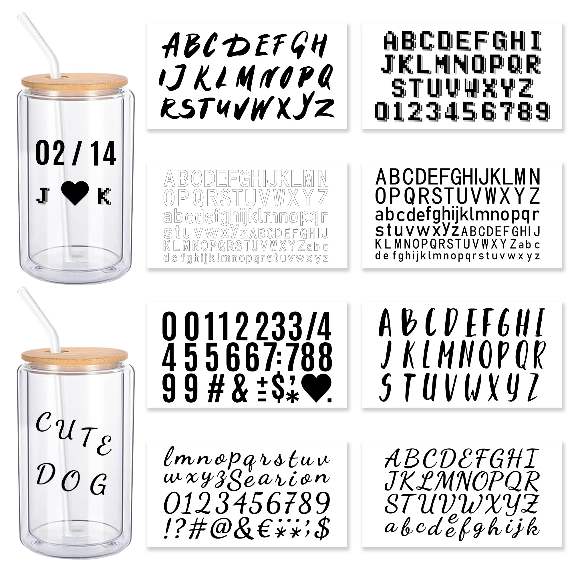 Amazon.co.jp: アイロン転写 8枚 アルファベット 数字 UV カップ