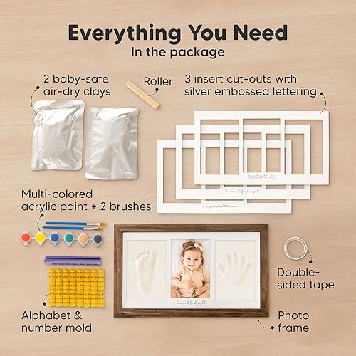 Miniatura 47 de KeaBabies Kit de manos y huellas para bebé, marco de recuerdo con huellas de mano de arcilla, marco de fotos para recién nacido, regalos