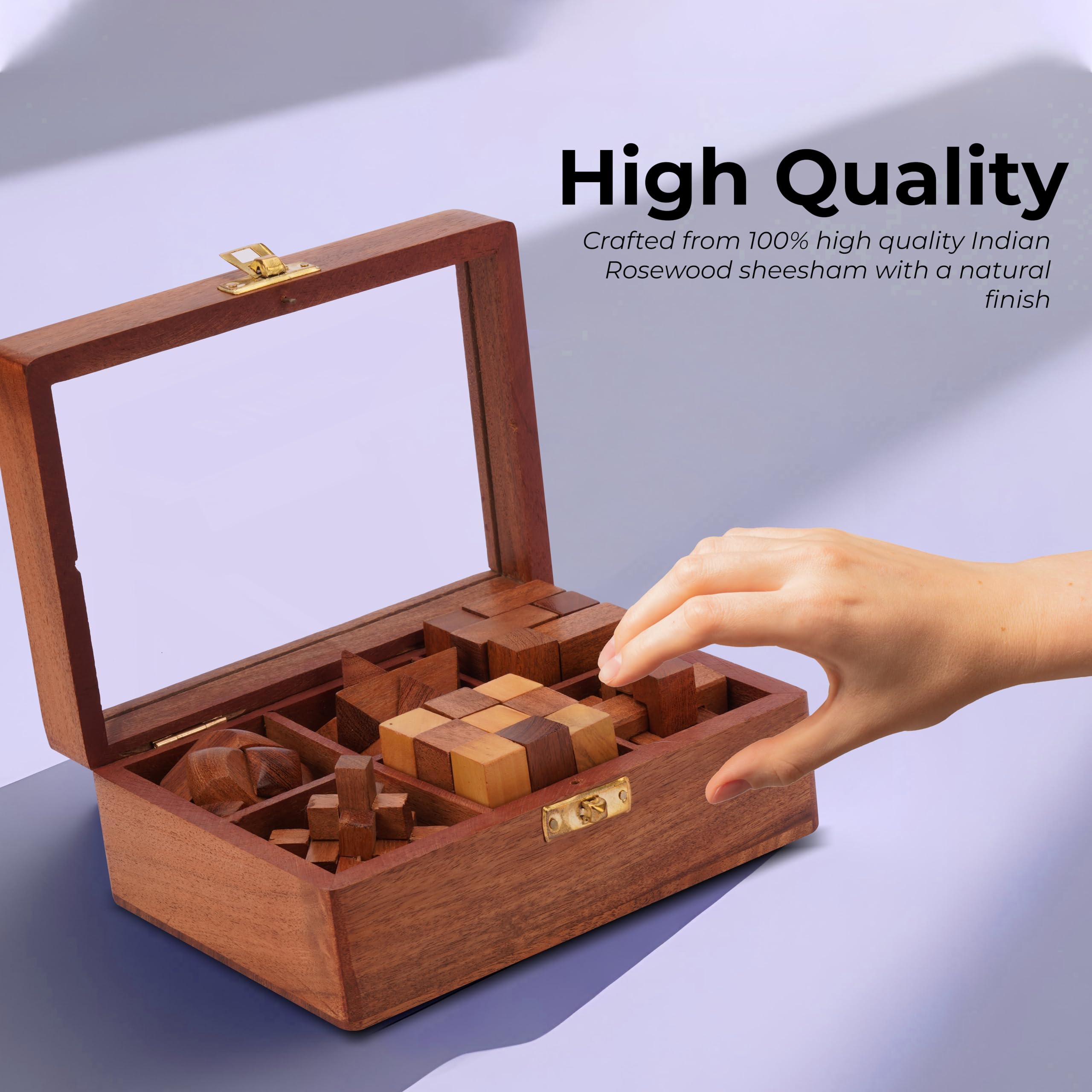Brain Teaser Puzzles For Adults Wooden Puzzle Games Box Set - 4-in-1 ...