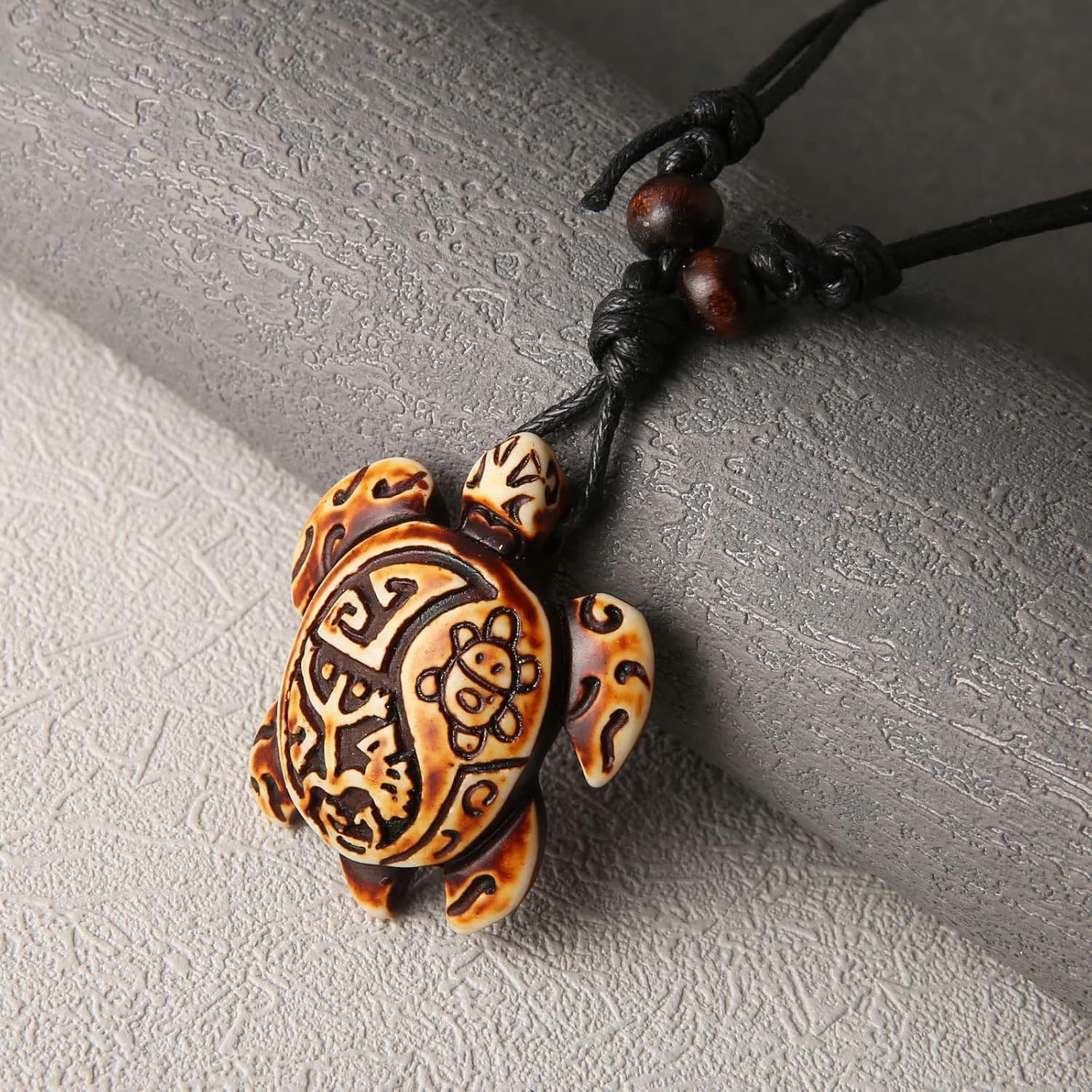 STWTR Hawaiian Turtle Pendant Necklace Men Women - Adjustable Rope Surfer Necklace Handmade Necklace - Image 3