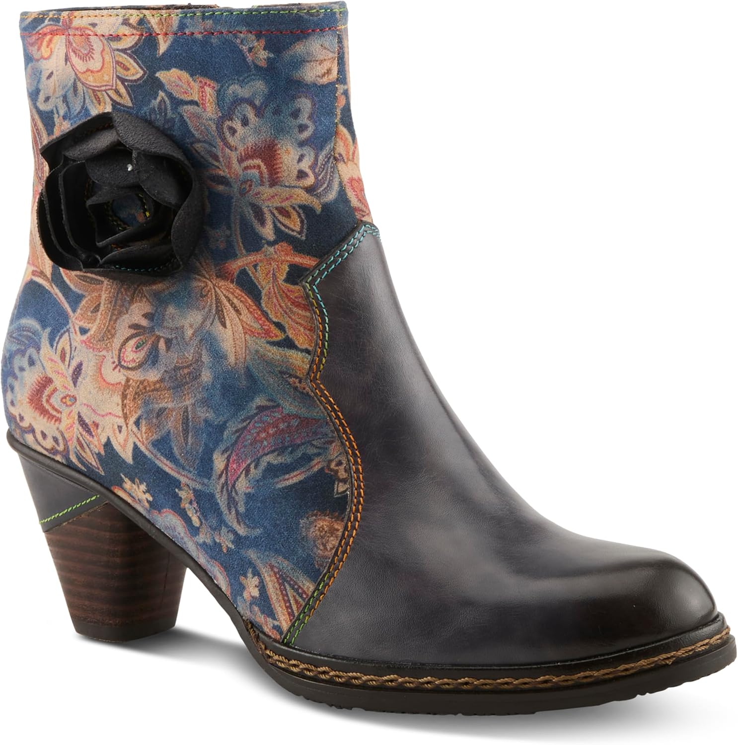 Spring Step L'Artiste Naima Heeled Booties | Floral-Printed Leather Ankle Boots with Rose Cutout Design - Image 3