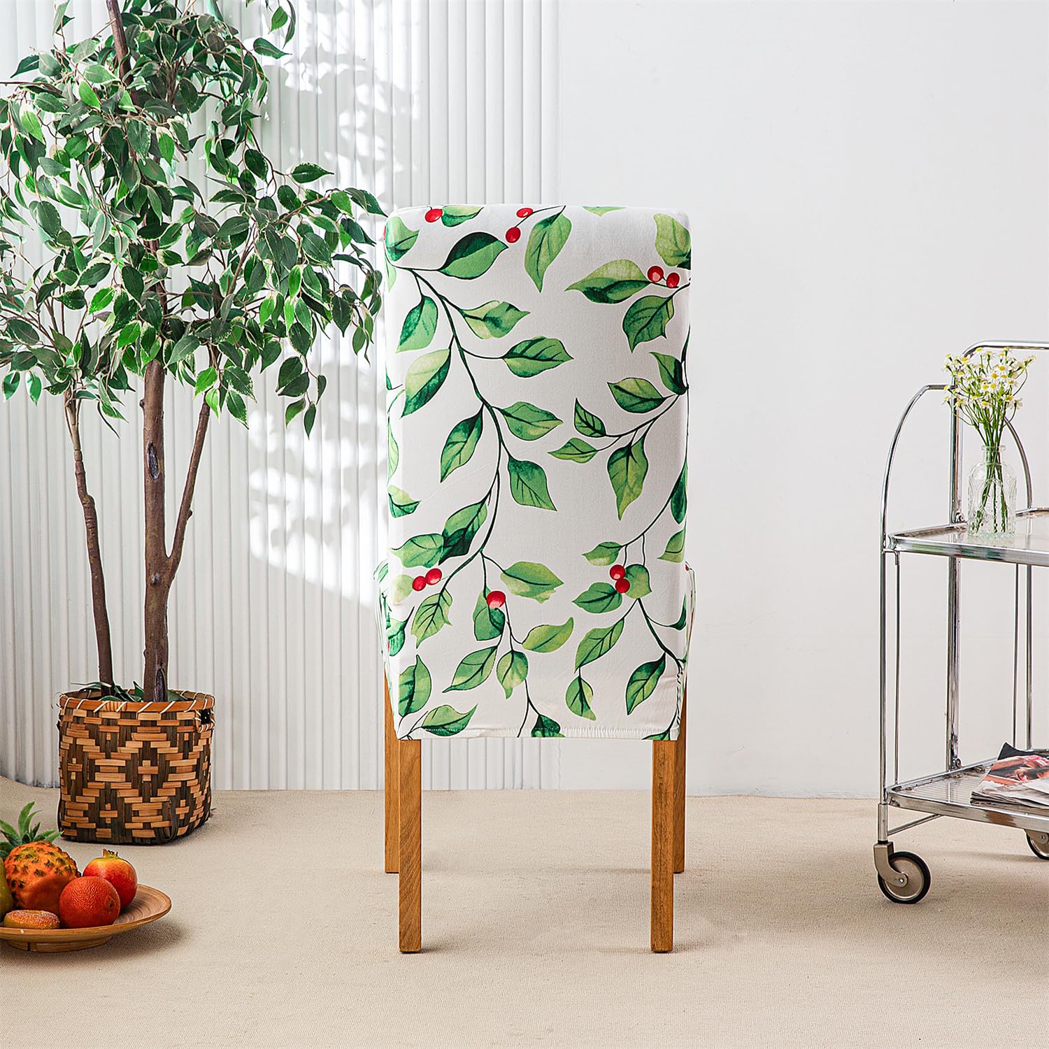 HZDHCLH Chair Covers Slipcovers 4/6 PCs Stretch Removable Washable Short Dining Chair Protector Cover Seat for Hotel,Dining Room,Ceremony (Full of greenery,6 PCS) - Image 4