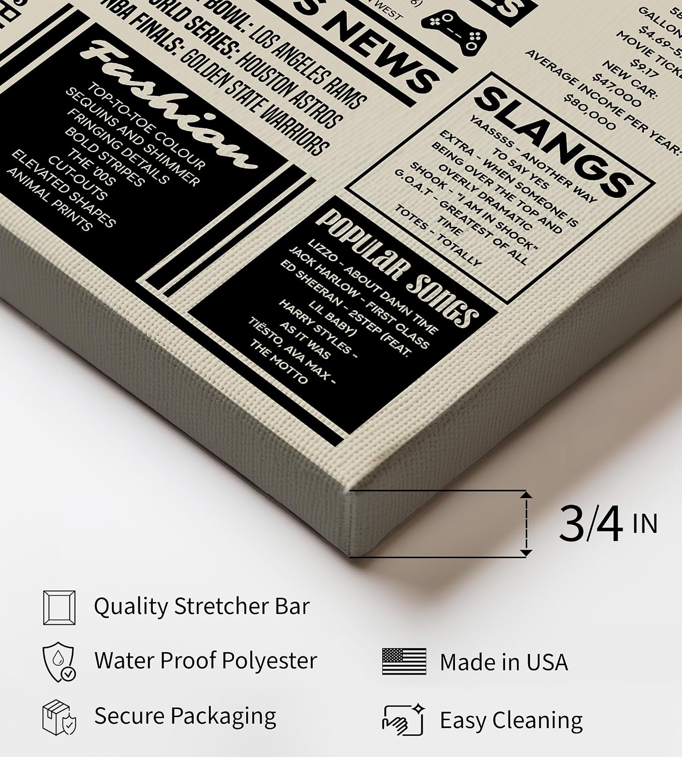 Poster Master The Year 2022 Canvas - Newspaper Print - Fun Facts Art - Year 2022 in Review Sign - Birthday Gift Idea - Birth Newspaper Art - Great Office or Party Decor - 8x10 STRETCHED Canvas