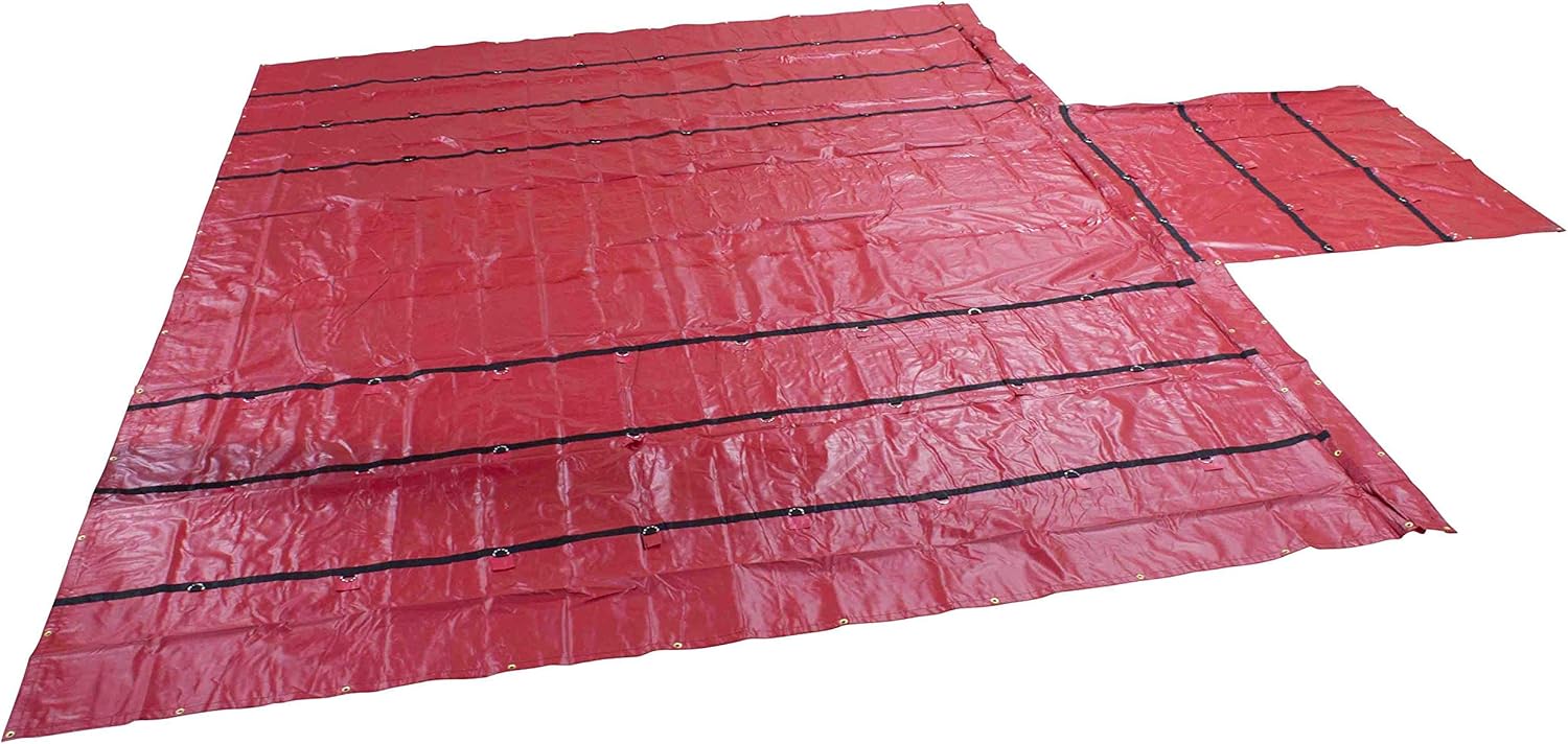 Mytee Products 16' x 18' Flatbed Truck 18 Oz Steel Tarp with 4 FT Drop - Black Heavy Duty Vinyl Waterproof Tarp for Trailers to Protect Cargo from Wind, Rain, Snow and Sun