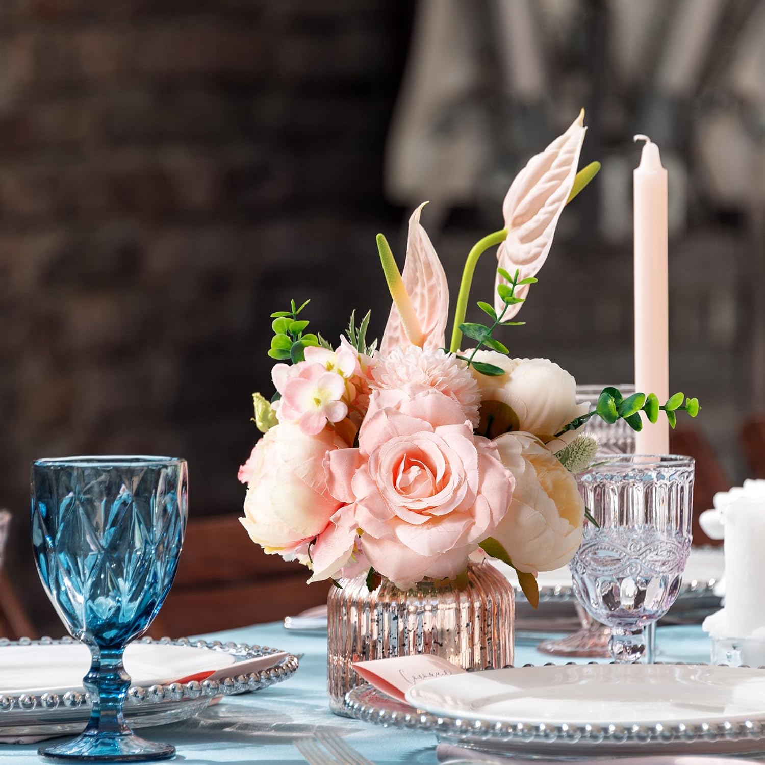 Artificial Peony Flowers Set, Silk Peony Flower Combo Box with Wire Stems for DIY Wedding Bridal Bouquet, Party, Home & Event Décor, Peach Pink Mix - Image 2