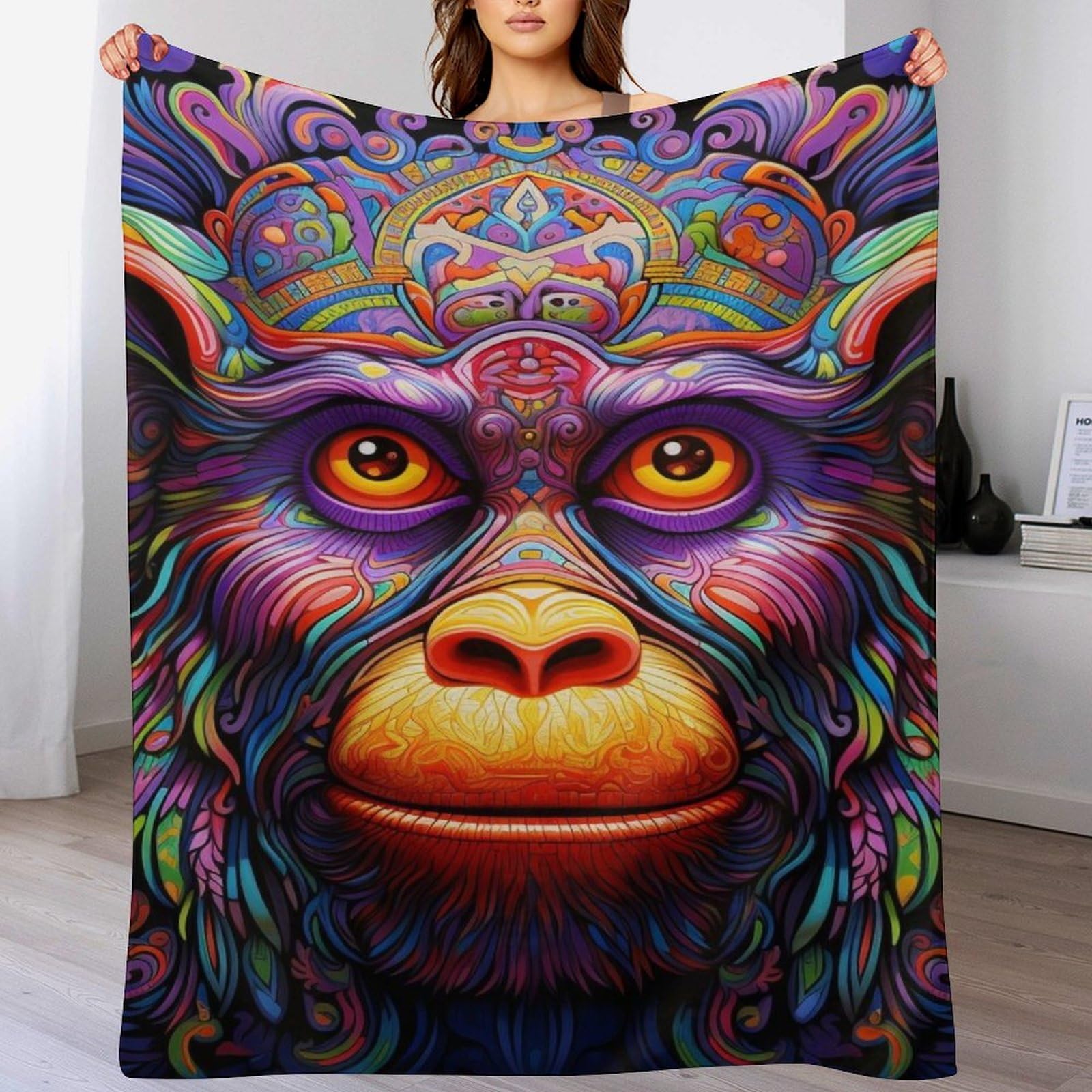 Plaid polaire singe pour des soirées cocooning douces sur votre canapé