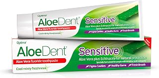 AloeDent Sensitive Aloe Vera Toothpaste With Fluoride, Natural Action, Vegan, Cruelty Free, SLS Free, Soothing, Healthy Gums,100ml, Pack of 3