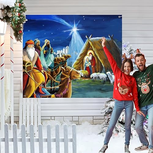 Miniatura 4 de Kit de decoración de coche de Jesús de Navidad para SUV, pancarta de garaje para puerta de garaje, decoración de automóvil, Santa Natividad