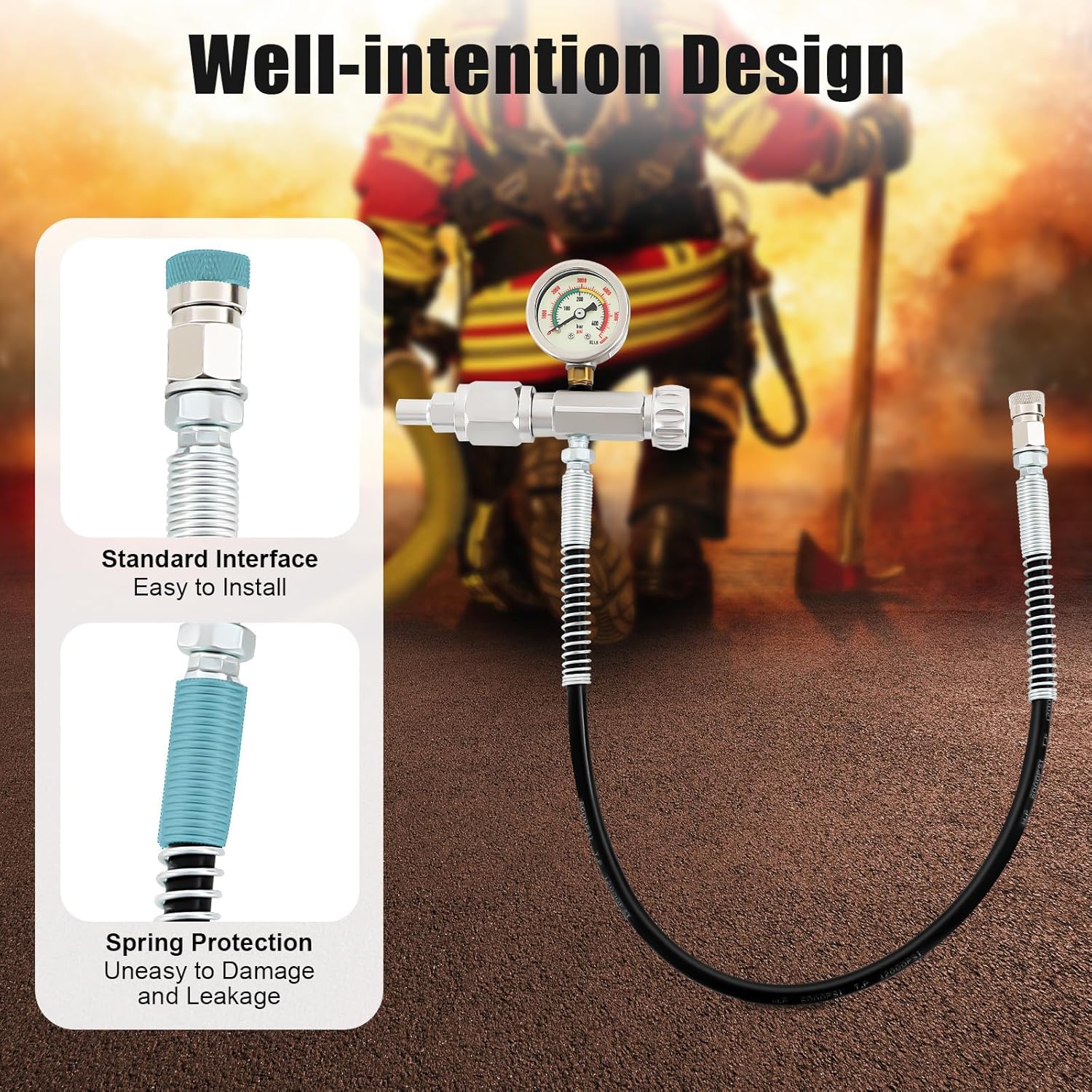 Air Refill Adapter with 6000 PSI Pressure Gauge, PCP SCBA Paintball Fill Station Kit for Diving Paintball Cylinders, High Pressure Submersible Gas Cylinder Filling Valve for Scuba Fire Fighting