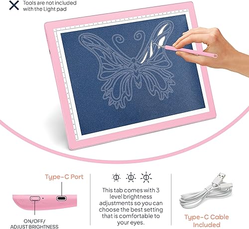 Miniatura 5 de iVyne Almohadilla de luz con cable para desmalezar vinilo, caja de luz A4 para dibujo, tablero de luz para trazar, caja de luz para pintura de