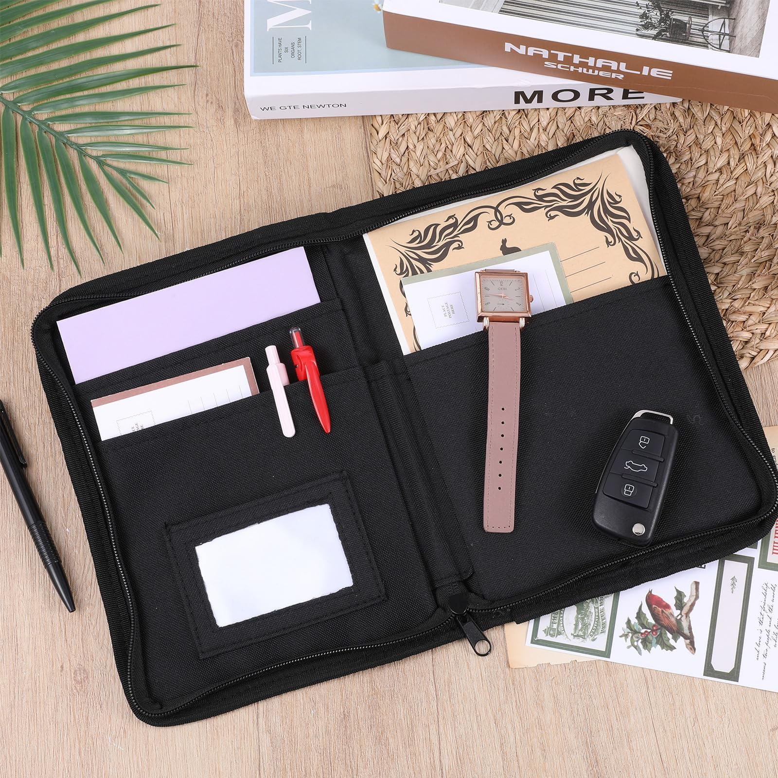 Cartera Organizadora de Guantera Portátil Coche, Carpeta Documentación Múltiples Bolsillos para Registro y Seguro de Coche