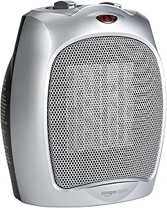 Amazon Basics Ceramic Space Heater, Portable Indoor Heating Solution, With Overheat and Tip-Over Protection, Thermostat, Non-Oscillating, 1500W, 7.52