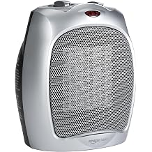 Amazon Basics Ceramic Space Heater, Portable Indoor Heating Solution, With Overheat and Tip-Over Protection, Thermostat, Non-Oscillating, 1500W, Fast Heating, 7.52"D x 6.34"W x 9.45"H, Silver