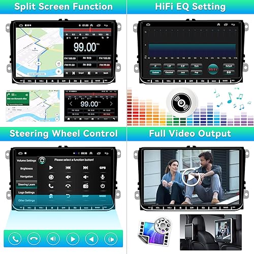 Miniatura 6 de UNITOPSCI Radio estéreo de coche Android de 9 pulgadas para VW Passat Jetta Golf Touran Seat Skoda 2G 32G Apple CarPlay y Android Auto, Bluetooth