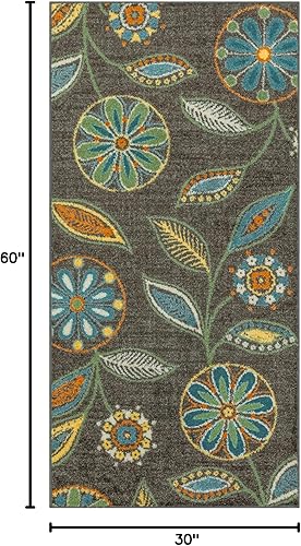 Miniatura 2 de Maples Rugs Reggie - Alfombra de pasillo floral, fabricada en Estados Unidos, lavable, antideslizante, alfombra de interior para cocina, pasillo y