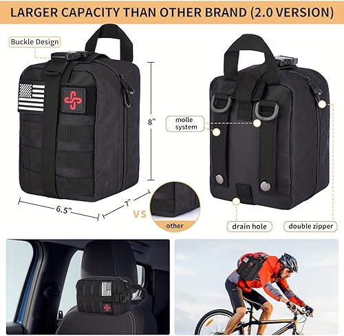 Miniatura 2 de Kit de supervivencia, 252 piezas de equipo de supervivencia con bolsa compatible con sistema Molle y tienda de emergencia, kit de emergencia para