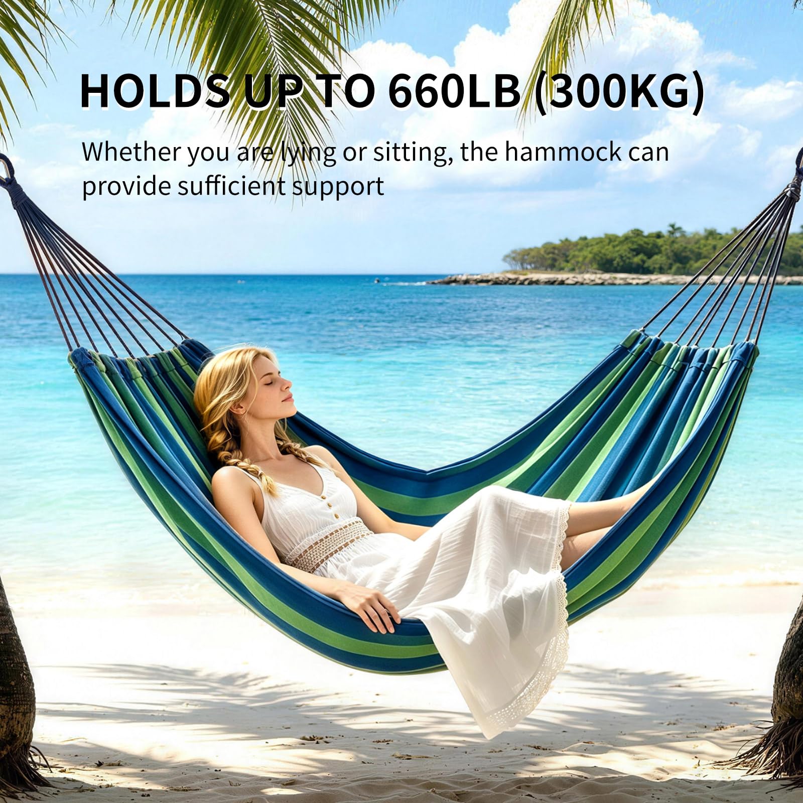 Camping Hängematte Bequeme Stoffhängematten mit Baumgurten für Reisen Terrasse Garten Hängende stabile Indoor/Outdoor Hängematte bis zu 299.4 kg Tragbare Hängematten mit Reisetasche