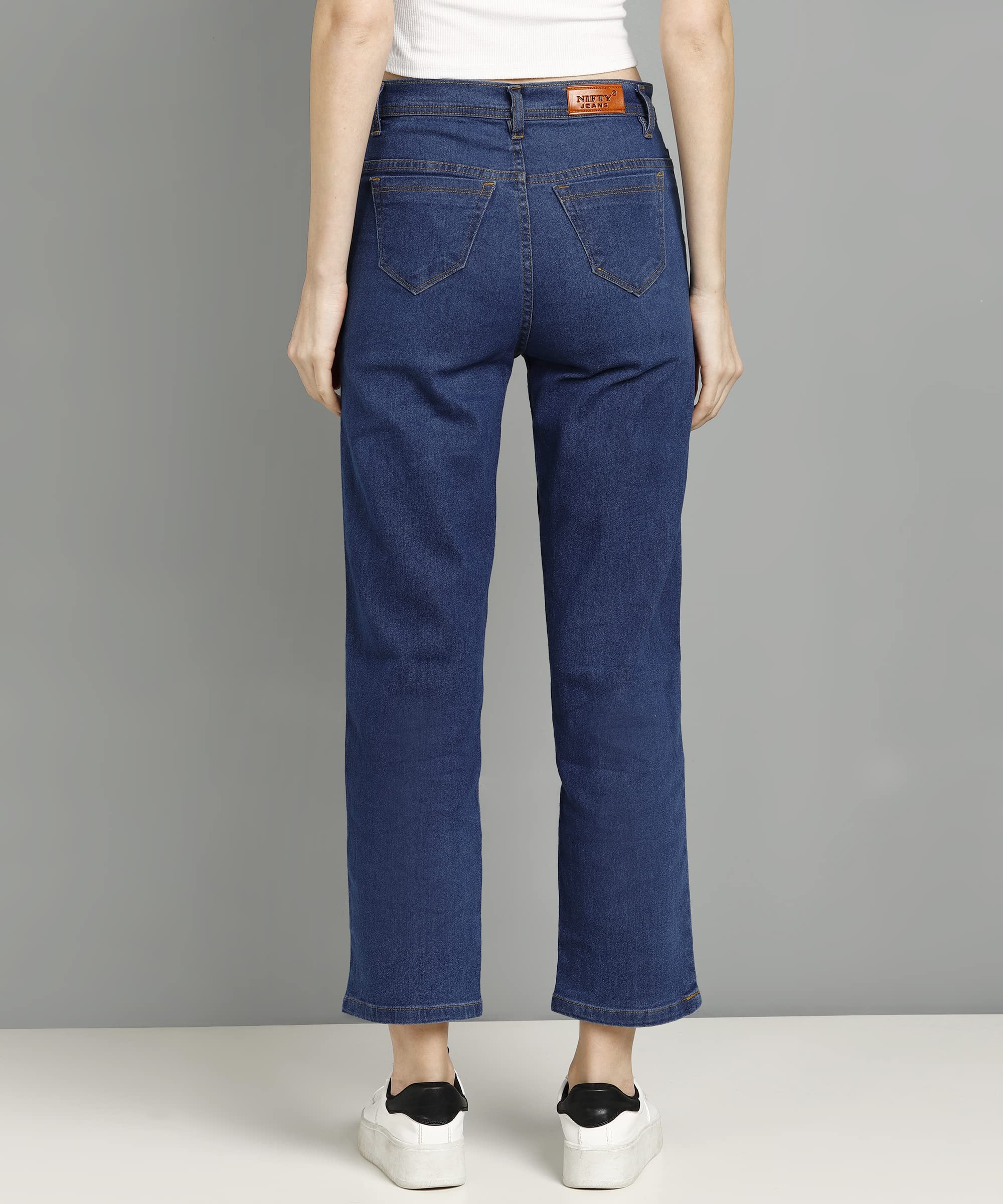 Nifty Women's Denim Straight Fit Boyfriend Jeans (Jean_1439_BTA_32_Bata_Blue_32) - Image 2 thumbnail