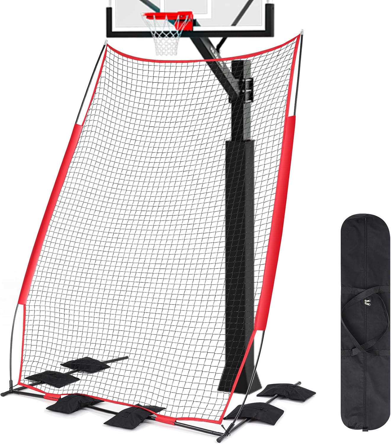 Gemscream Basketball Rebounder Return Net 10x6.4ft Defensive Backstop with Sandbags - Outdoor Shooting Trainer