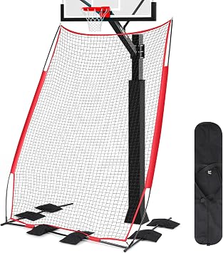 Gemscream Basketball Rebounder Basketball Return System Defensive Net 6.4 x 10 ft Sports Defender Net Catcher Guard and Backstop with 6 Refillable Sandbags for Shooting Return Outdoor Backyard