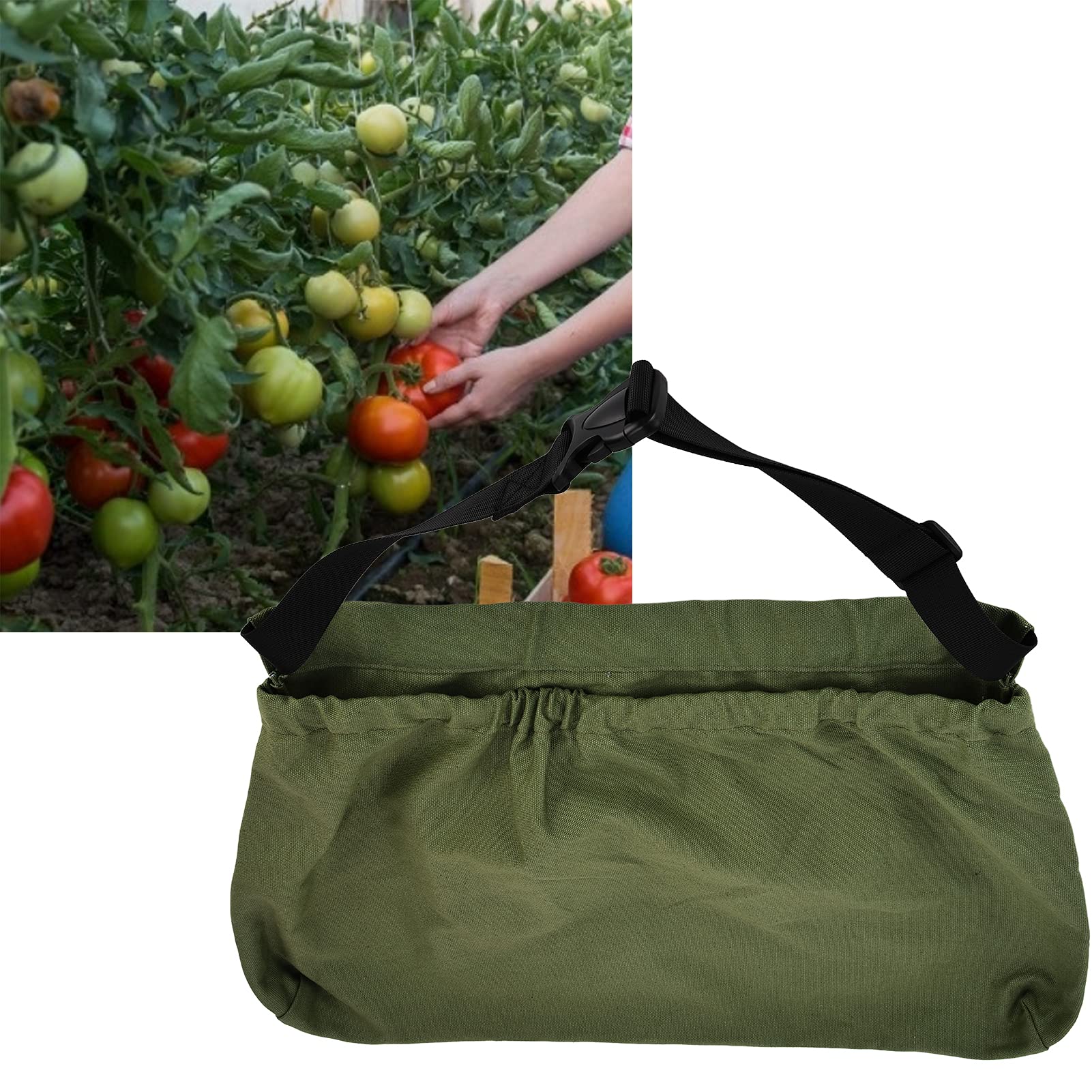 Tiiyee Tablier de Récolte et de Désherbage de Sac de Cueillette de Fruits | Jardiniers Pochette de Rangement de Récolte de Légumes de Grande Capacité pour Aide Agricole(Vert Militaire)