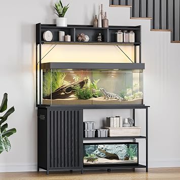 BELLEZE 52 in Aquarium Stand - Black Ebony
