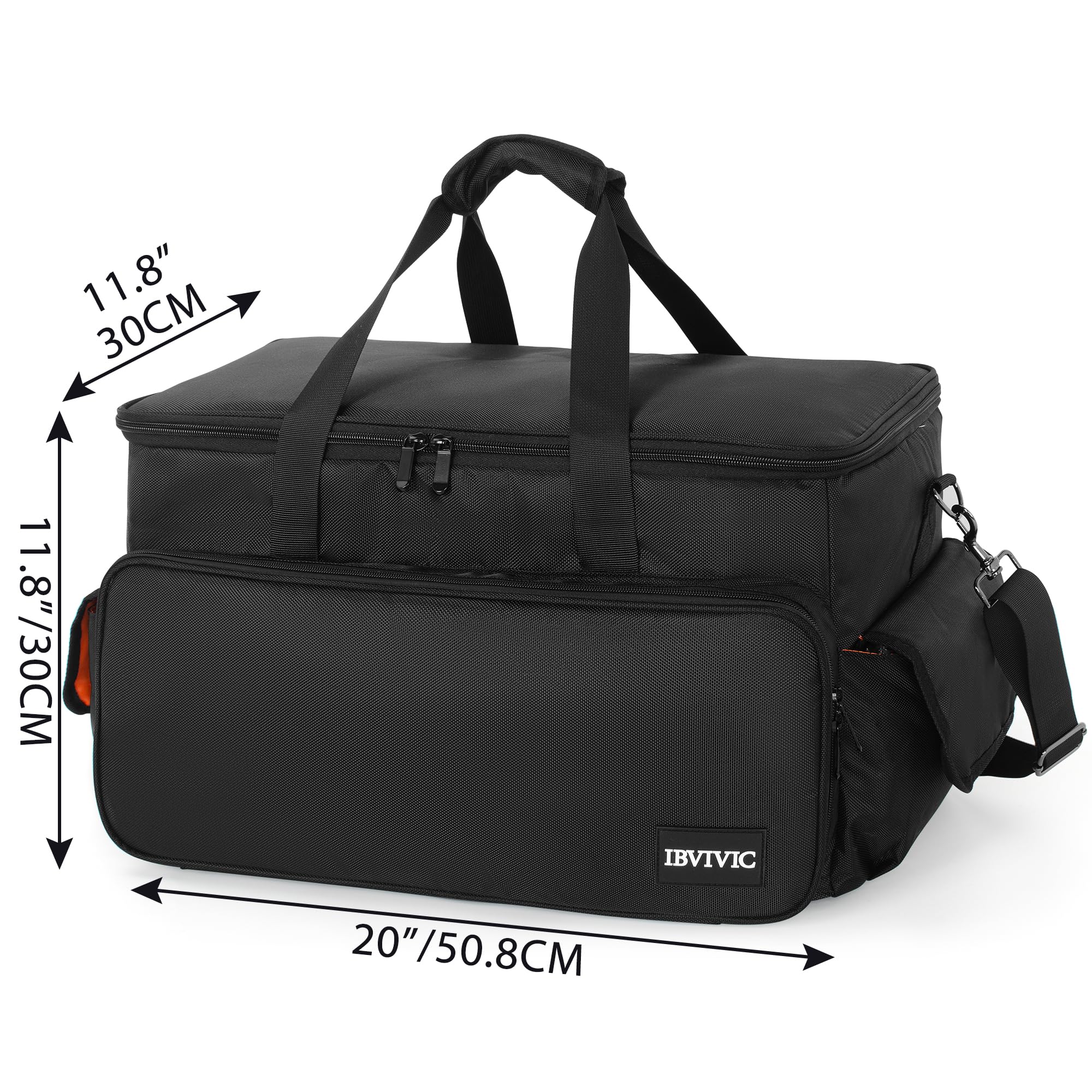 OUUTMEE Borsa per DJ, borsa portacavi, per attrezzatura musicale, 50 x 30 x 30 cm, fondo imbottito rimovibile e divisori, per attrezzatura DJ professionale, strumenti musicali e accessori