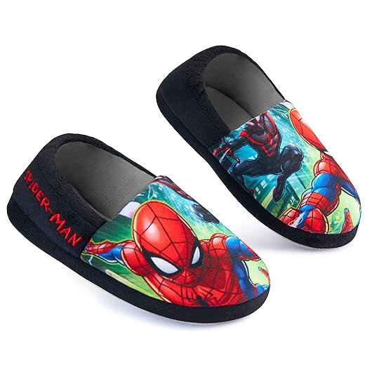 Marvel Boys Slippers Spiderman Avengers House Shoes for Kids with Non Slip Sole, Warm House Slippers, Christmas, Superhero Gifts for Boys