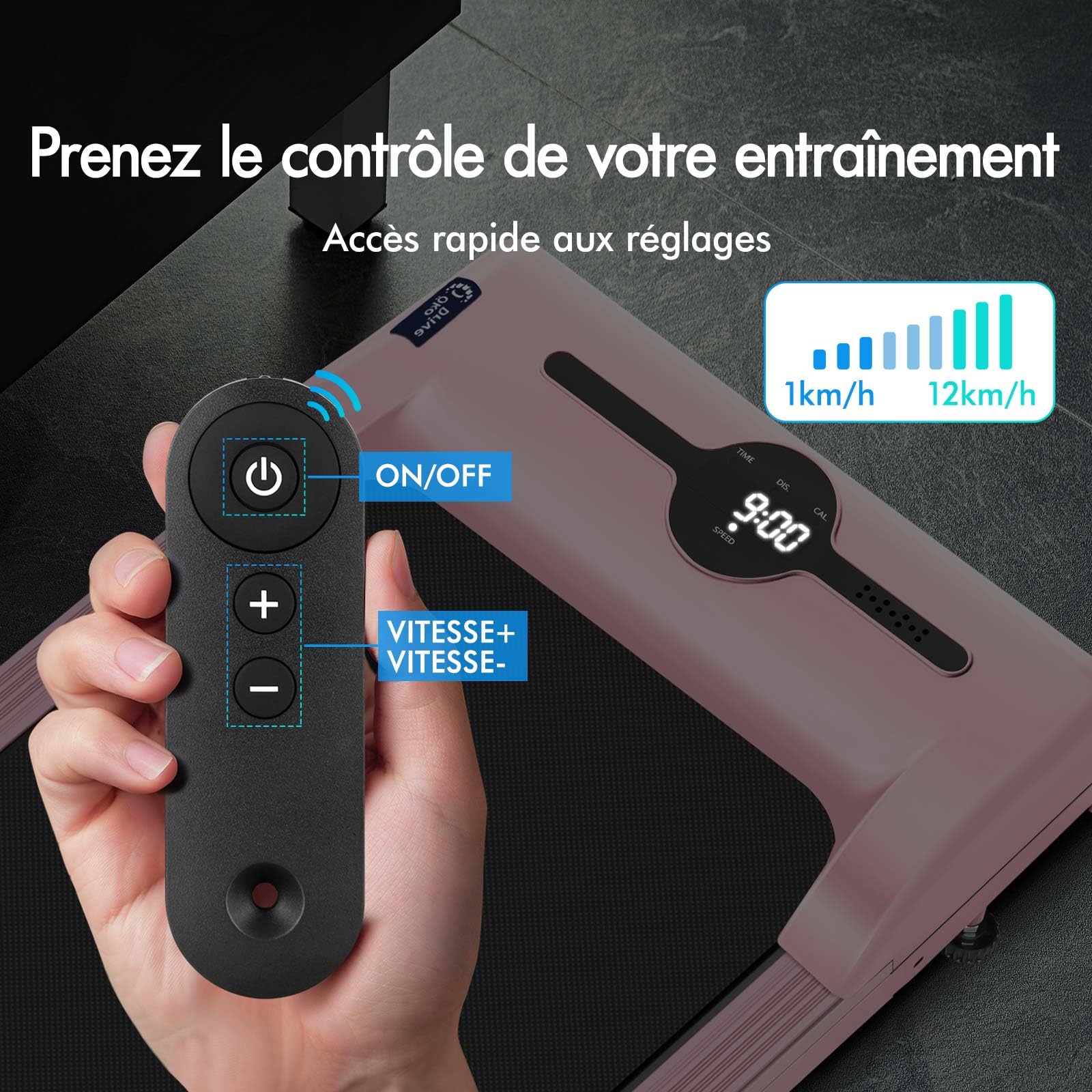 Tapis De Marche BLACK LORD - Mince, 1-11km/h, Inclinaison 4%, Écran LED, Télécommande Et App - Parfait Sous Bureau