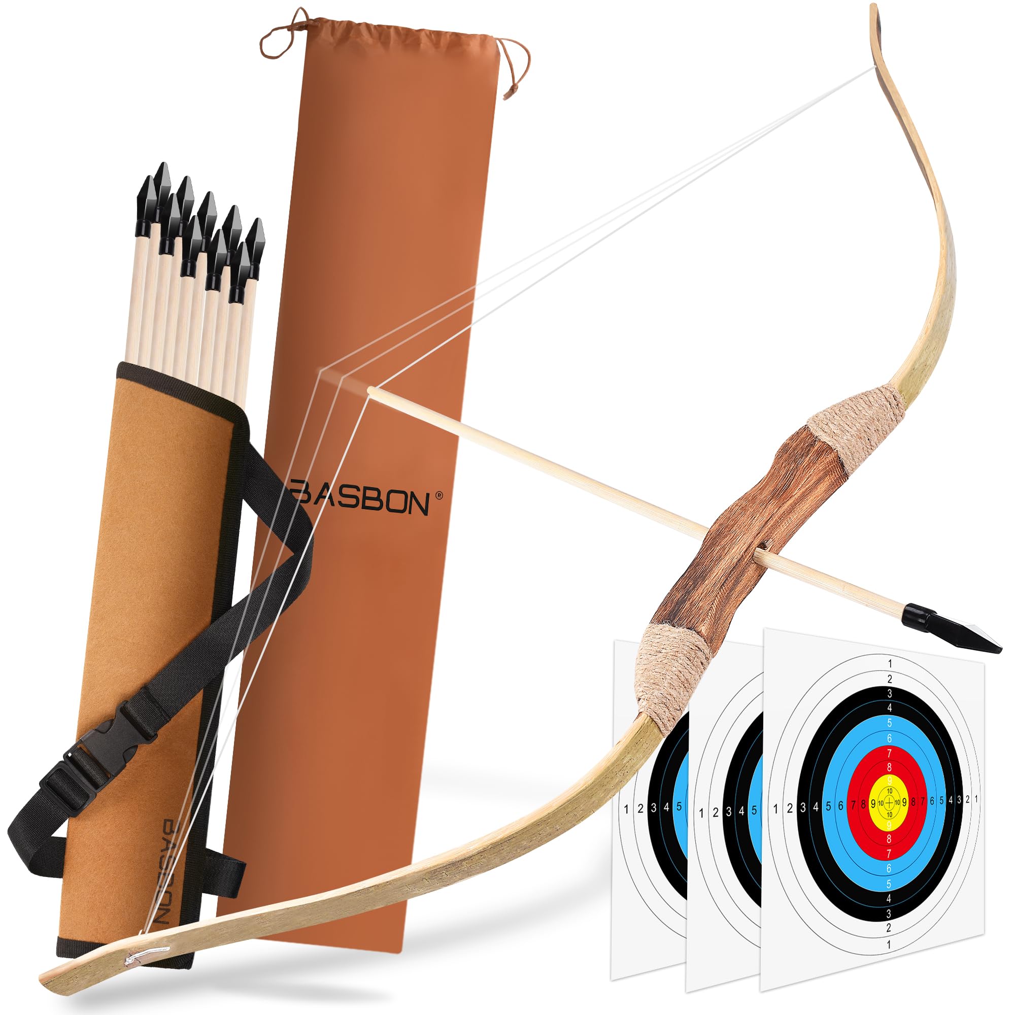 Kids Bow and Arrow Set, 32 Inch Archery Set Handmade Wooden Toy