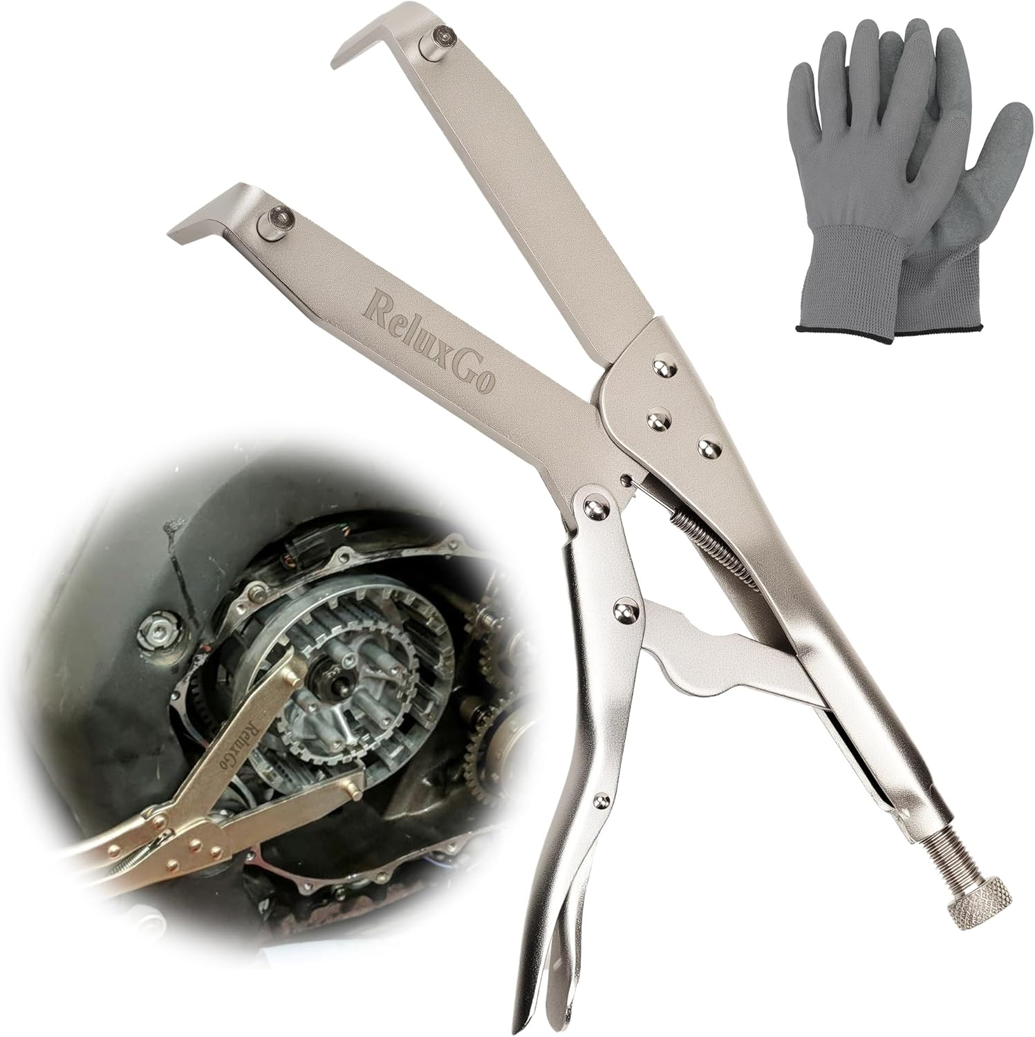 ReluxGo Motorcycle Clutch Flywheel Holding Tool - Adjustable Clutch Hub Basket Holder with 8mm Pins, Hardened Steel