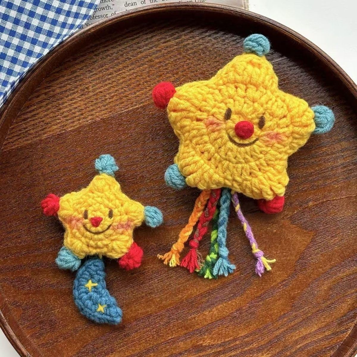 Agromusk Cute Star Keychain,Crochet Kawaii Blush Stars for Car Key Decor,Handmade Purse Bag Charms Key Ring Gifts Women - Image 7