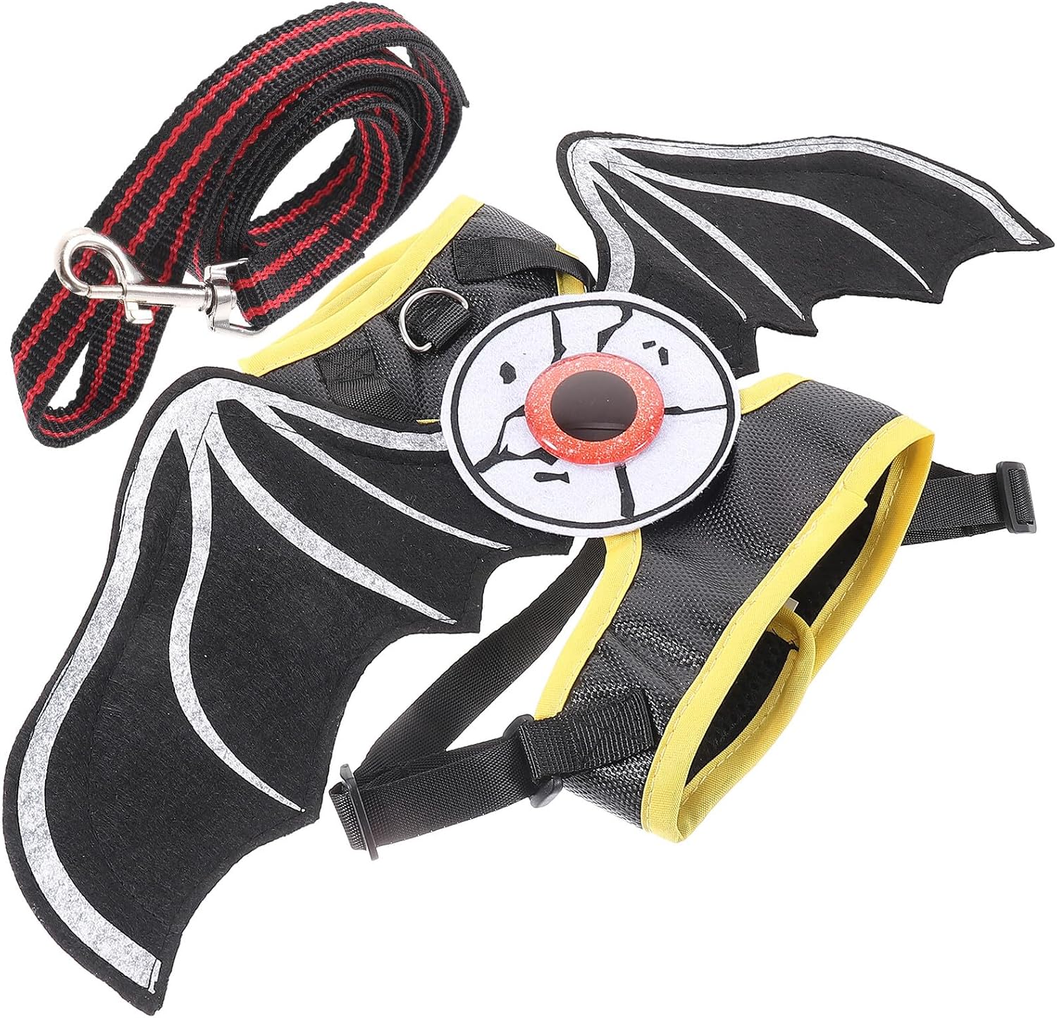 NUOBESTY Halloween Cat Harness Leash Set, Winged Eyes Design, Small Size Adjustable Soft Vest for Outdoor Walking, Pet Walking Supplies for Cats and Kittens
