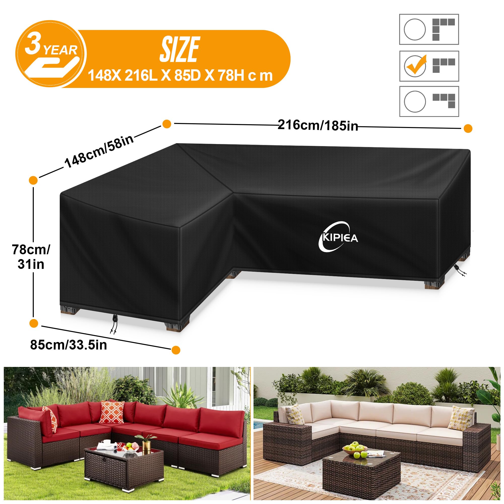 Kipiea L Shaped Garden Furniture Covers Waterproof - Image 2