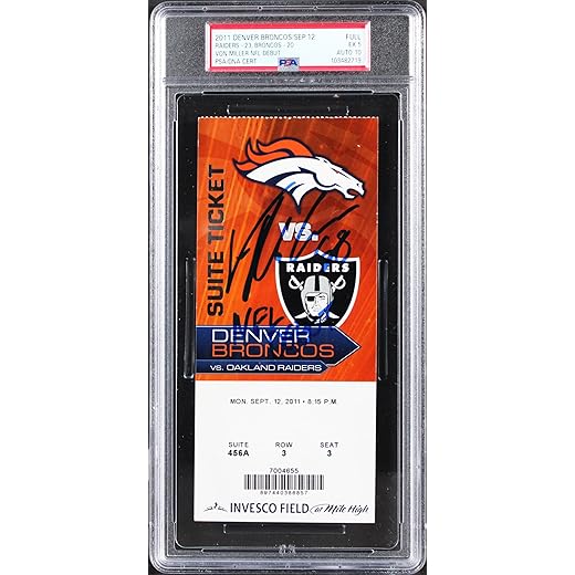 Broncos Von Miller Signed 2011 Full Ticket Stub Graded EX 5 Auto 10 PSA/DNA Slab