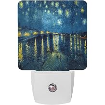 Night Lights Auto Sensor Starry Sky River Plug-in LED Nightlights Dusk to Dawn for Living Room, Bedroom, Bathroom, Kitchen, Hallway, Stairways Wall Decor, Star Moon Sunlight Impressionist Night Light