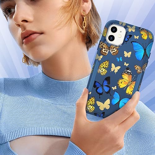 Miniatura 6 de para iPhone 11 - Funda para mujeres y niñas, diseño único estético, mariposa azul kawaii para adolescentes, funda protectora resistente, dura, a