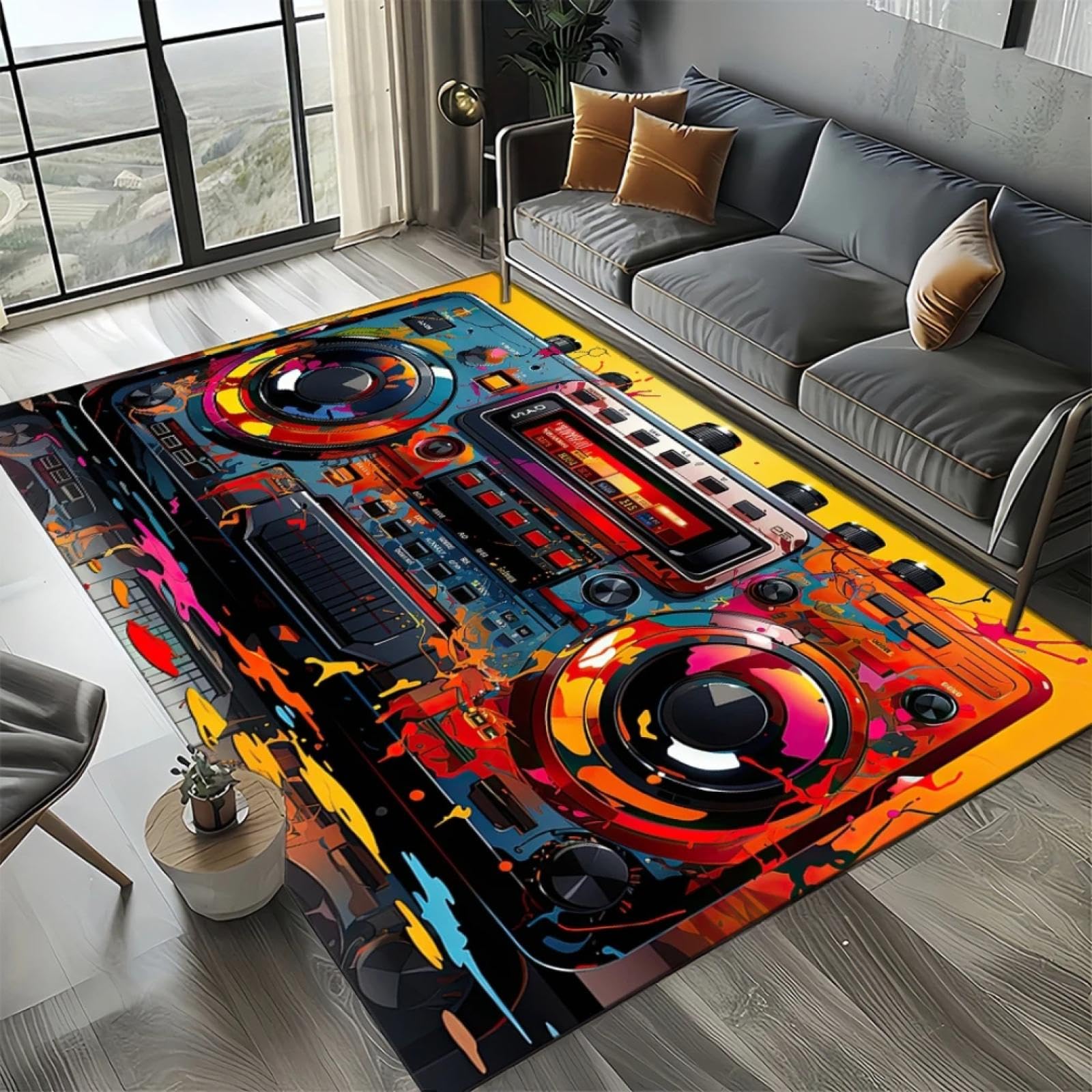 Alfombra de fantasía con Notas Musicales, Color partitura Musical, Dibujos Animados, Adecuada para Sala de Estar, Dormitorio, sofá, habitación Infantil, Alfombra Antideslizante