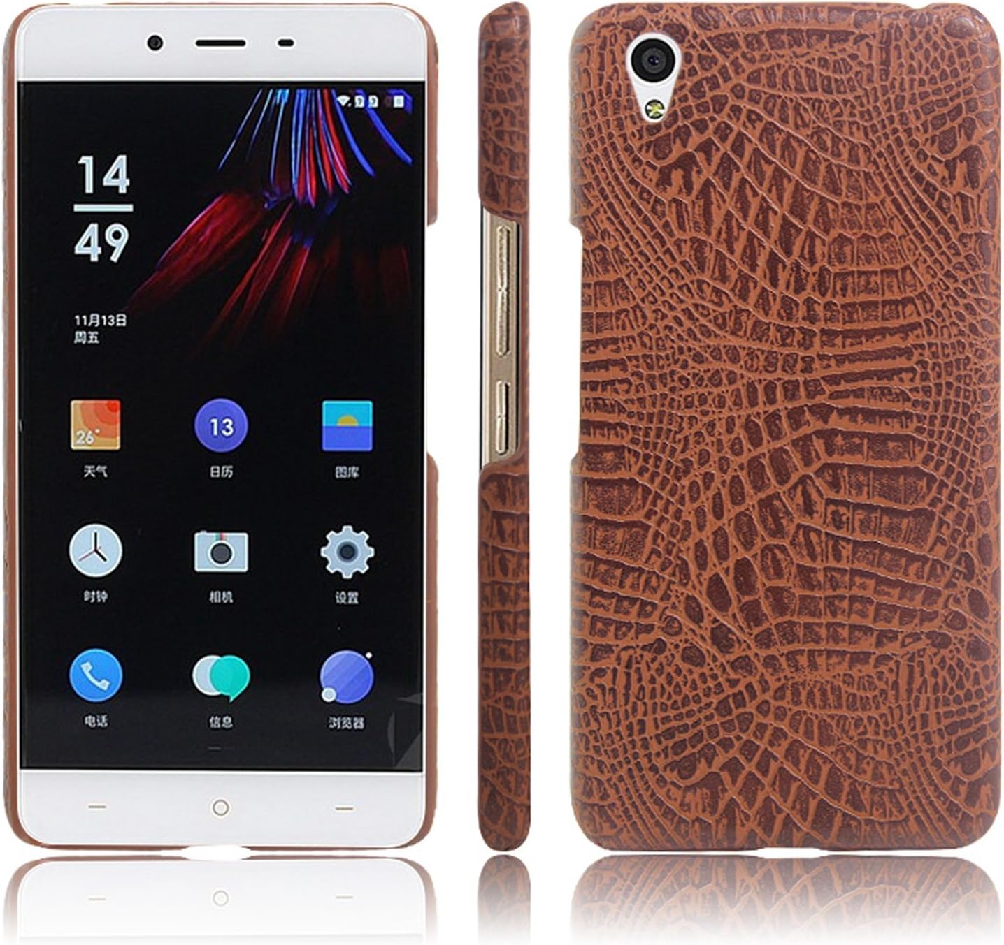 Oneplus X Case, HL Brothers Vintage Cases Series, Premium Crocodile Pattern PU Leather Case Back Cover for Oneplus X 2015 Smartphone (Crocodile Cover Brown)