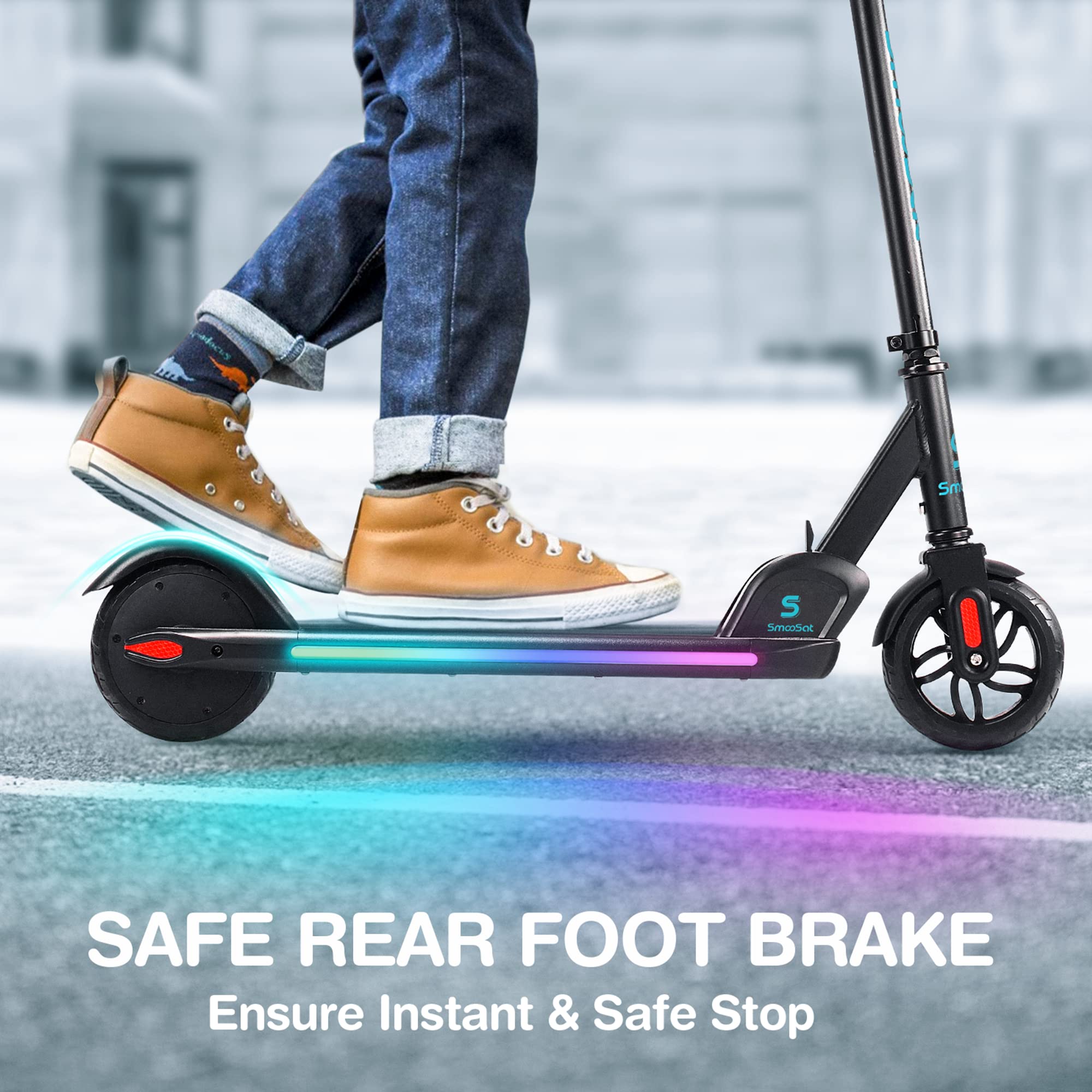 Buy SmooSat E9 PRO Electric Scooter for Kids, Colorful Rainbow Lights
