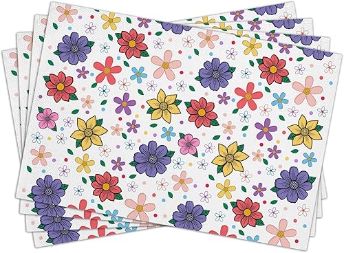 Miniatura 10 de Juego de 4 manteles individuales color rosa, 12 x 18 pulgadas, impermeables, resistentes al calor, manteles individuales para mesa de comedor,