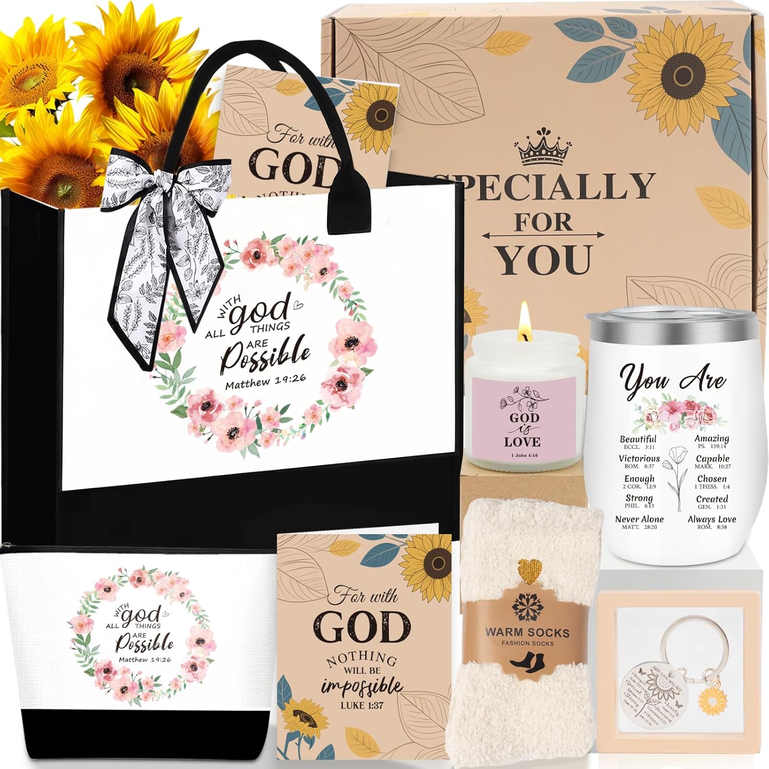 Christian Gifts for Women, Faith Based & Religious Gifts for Christian Women, Birthday Christmas Unique Catholic Gift Bible Accessories with Christian Tote Bags