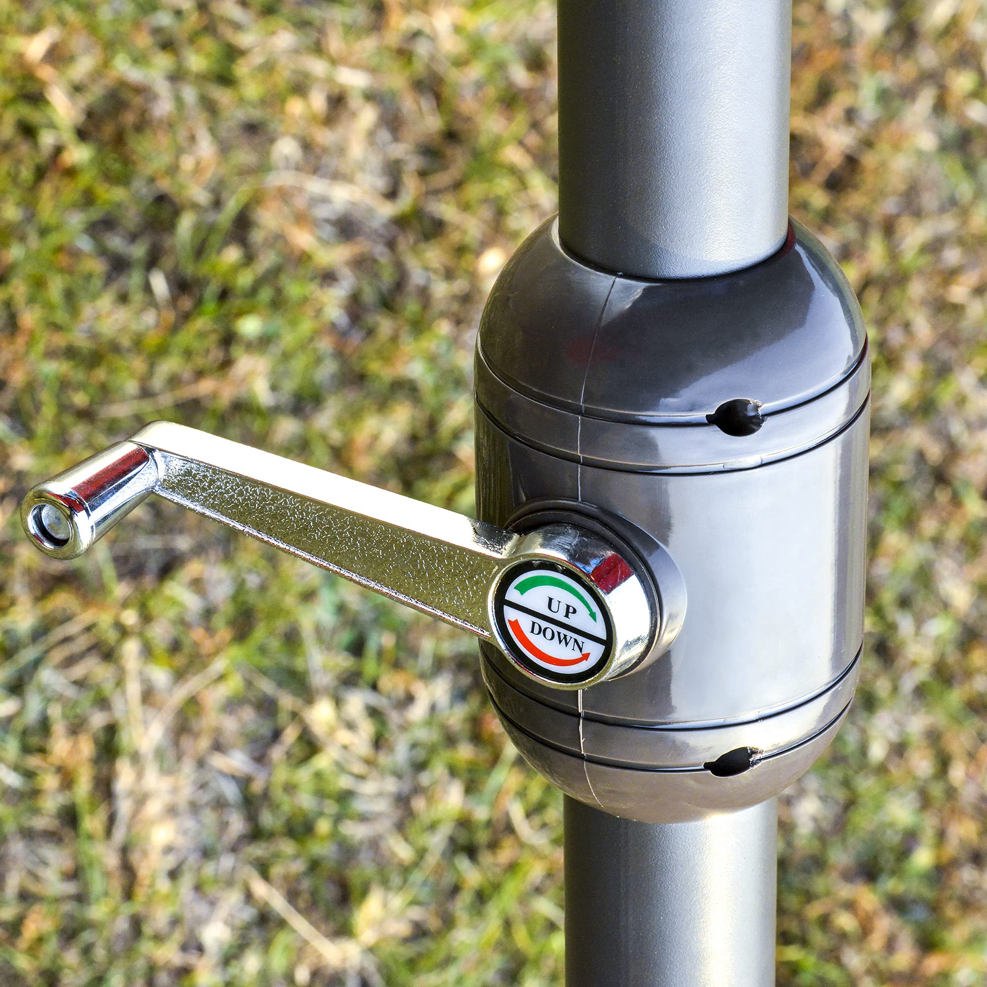 Outsunny Ombrellone da Giardino Doppio a 12 Stecche con Base a Croce e Apertura a Manovella, Ombrellone da Terrazzo con Sacchi di Sabbia, in Acciaio e Poliestere, 455x265x238 cm