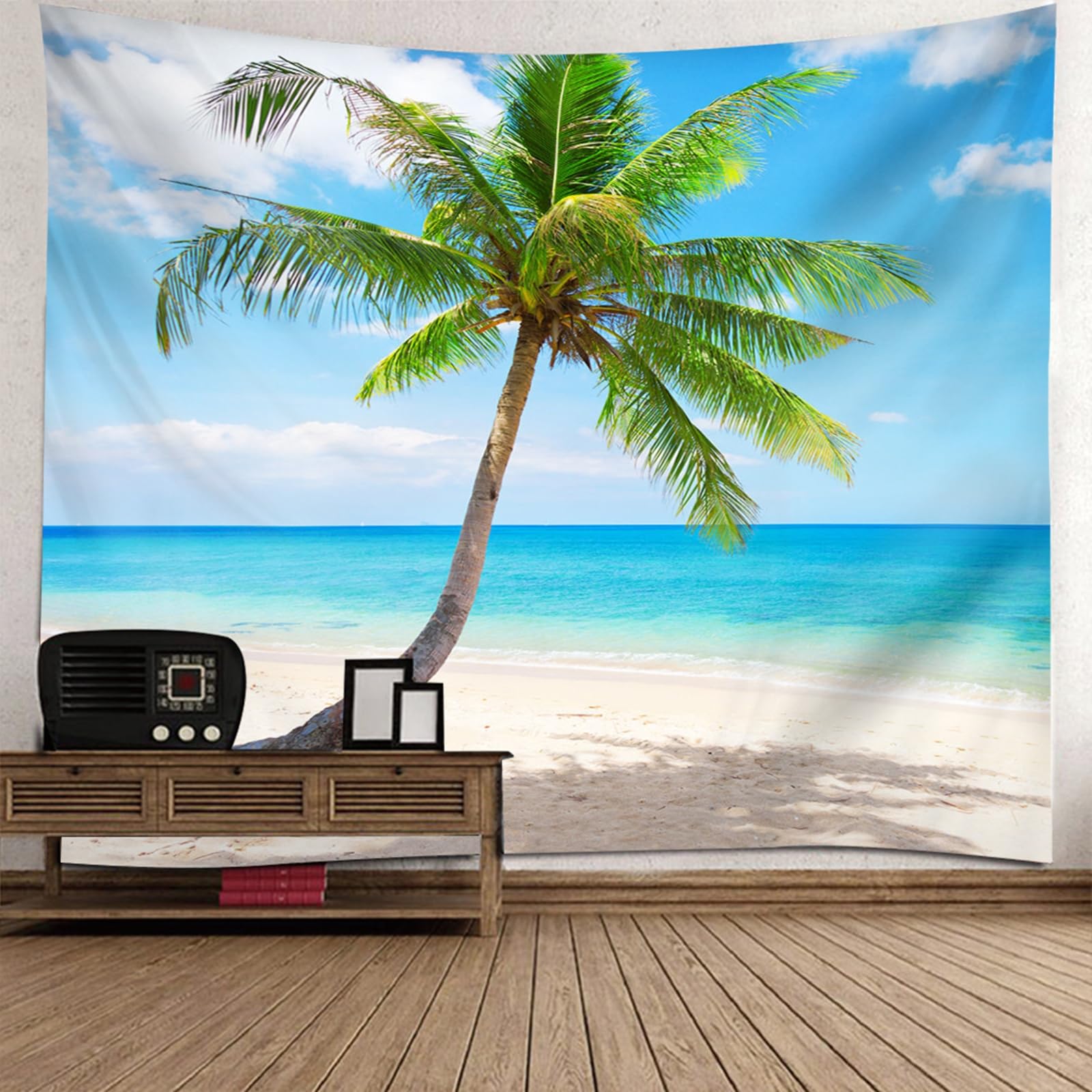 Tapiz de pared de 150 x 150 cm con paisaje natural, cortina decorativa para salón y habitación 6