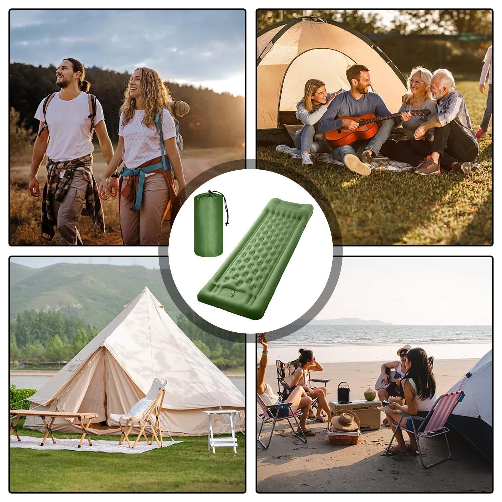 Karimata Inflatable Do Campingu Przenośny Materac O Grubości 11 Centymetrów | Podkład Do Spania Z Wbudowaną Pompą Nożną dla Dorosłych na Wędrówki Podróże Outdoor do Namiotu i Samochodu
