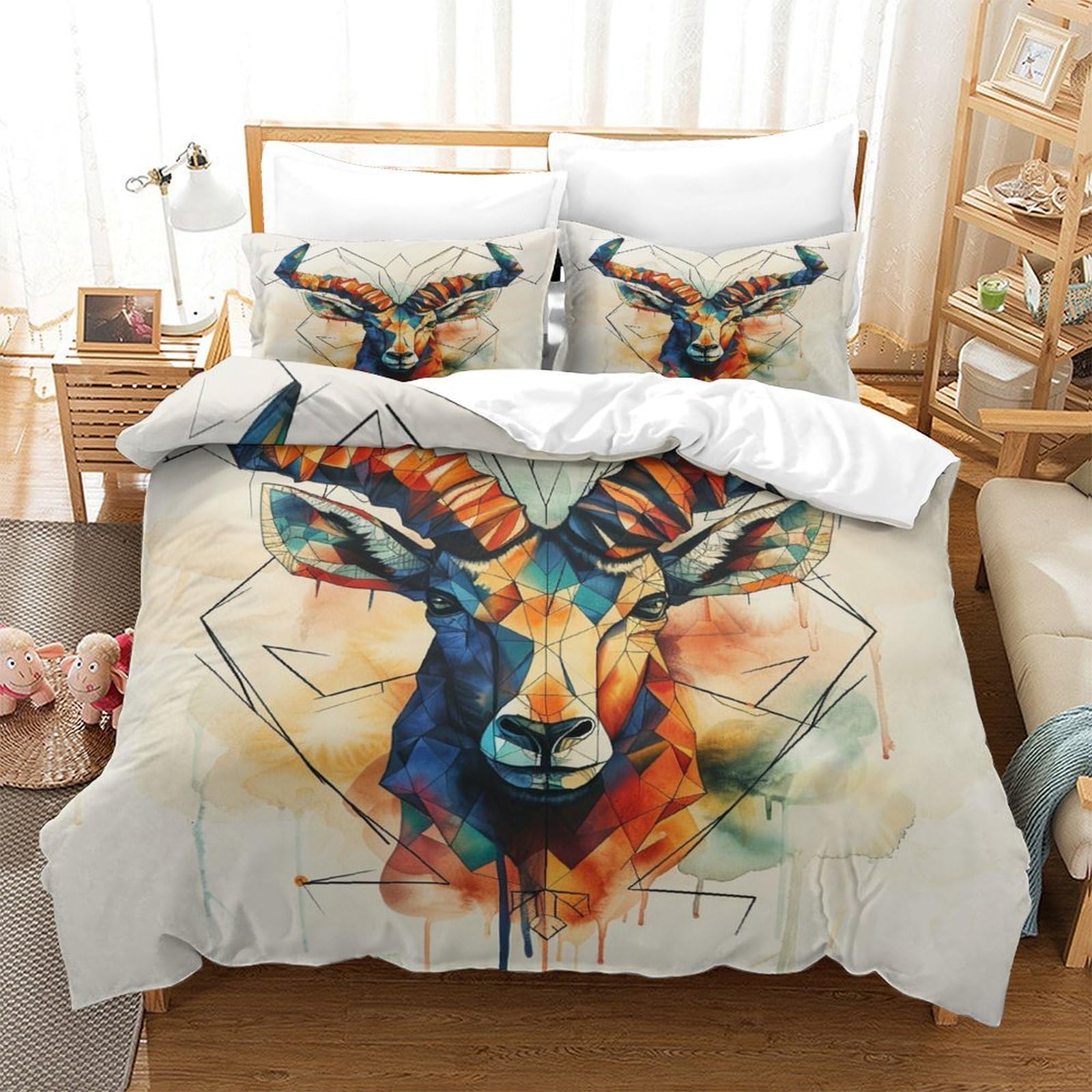 Housse de couette cerf 3D anti-transpiration et douce pour peau sensible