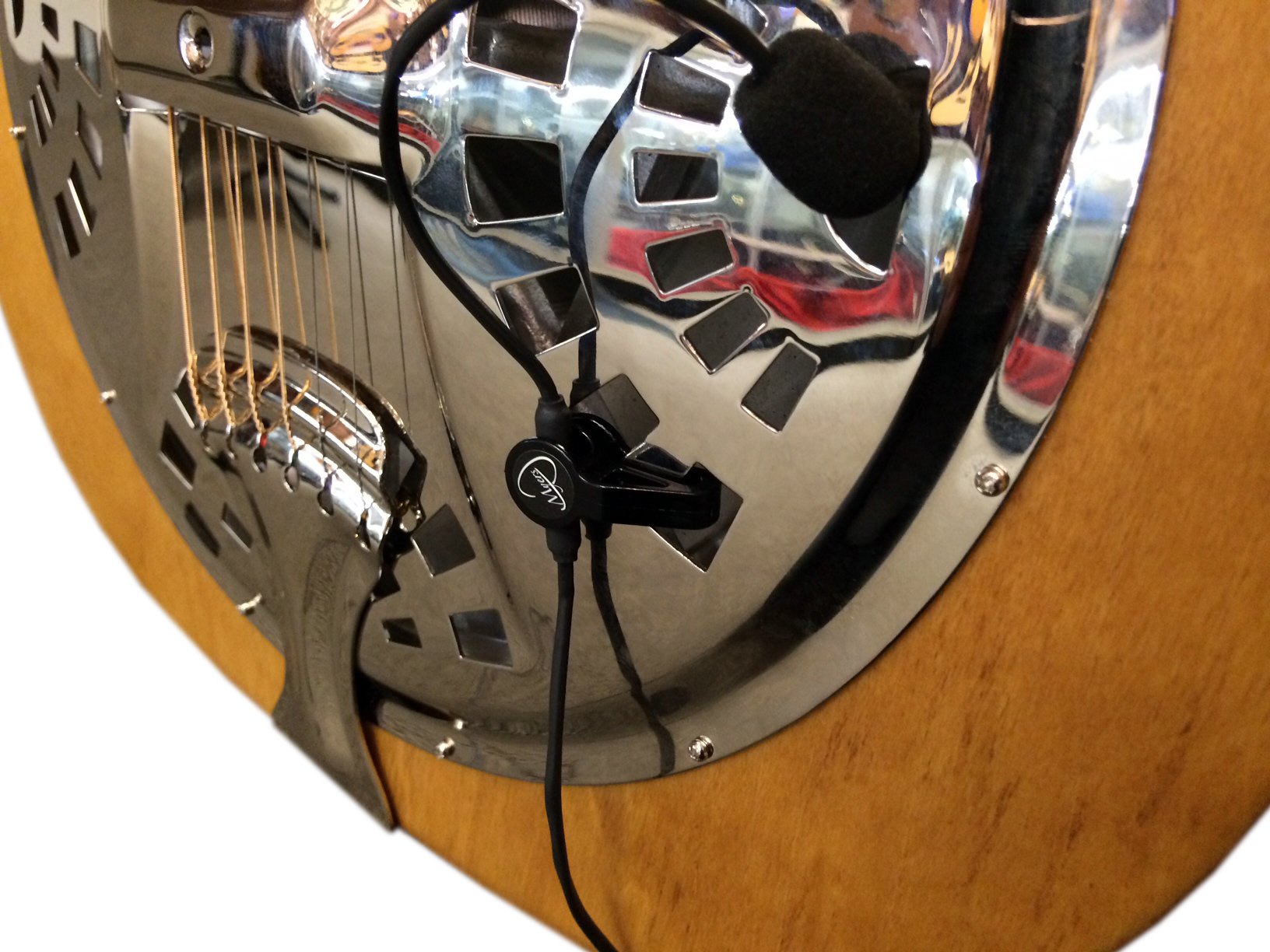 The Feather Black Lighting Resonator Guitar Pickup with Flexible Micro-Gooseneck by Myers Pickups