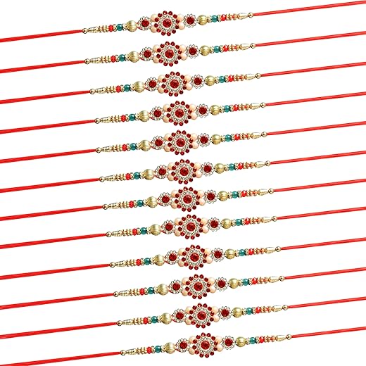 TIED RIBBONS Bhai Dooj Rakhi for Brother (Set of 12) | Bro Rakhi with Card | Rakhi for Bhaiya | Bhai Dooj Roli Chawal - Raksha Bandhan Rakhi Bracelet for Brother Rakhi Set | Bhai Rakhi Thread | Bhai Dooj Gift