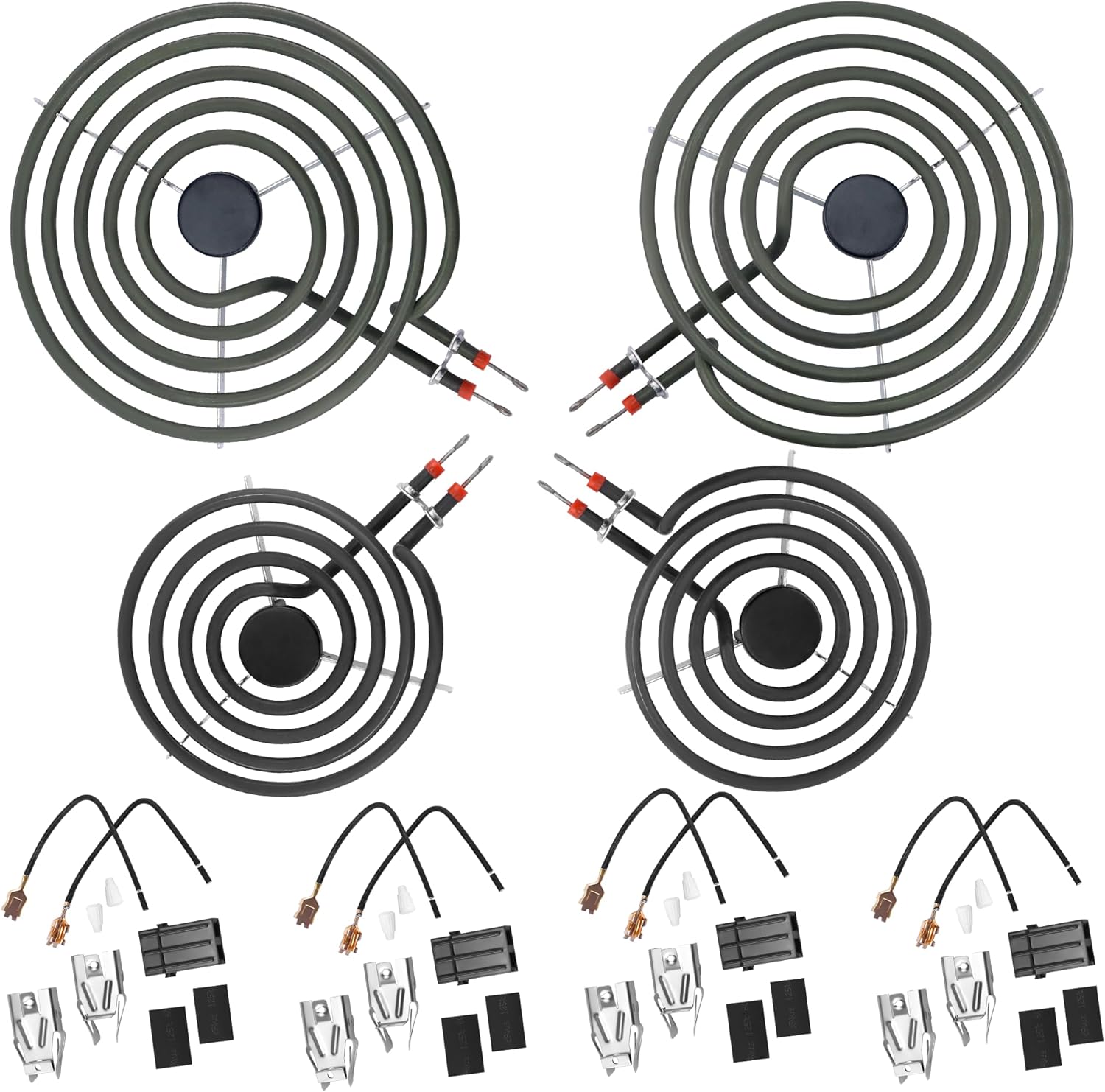 MP22YA Electric Stove Top Burner Replacement Include 2*MP15YA 6" &2*MP21YA 8" &330031 Surface Element Receptacle Kit Compatible for Whirl-pool Ken-more Cro-sley May-tag Kithcen-aid etc Stove by MIFLUS