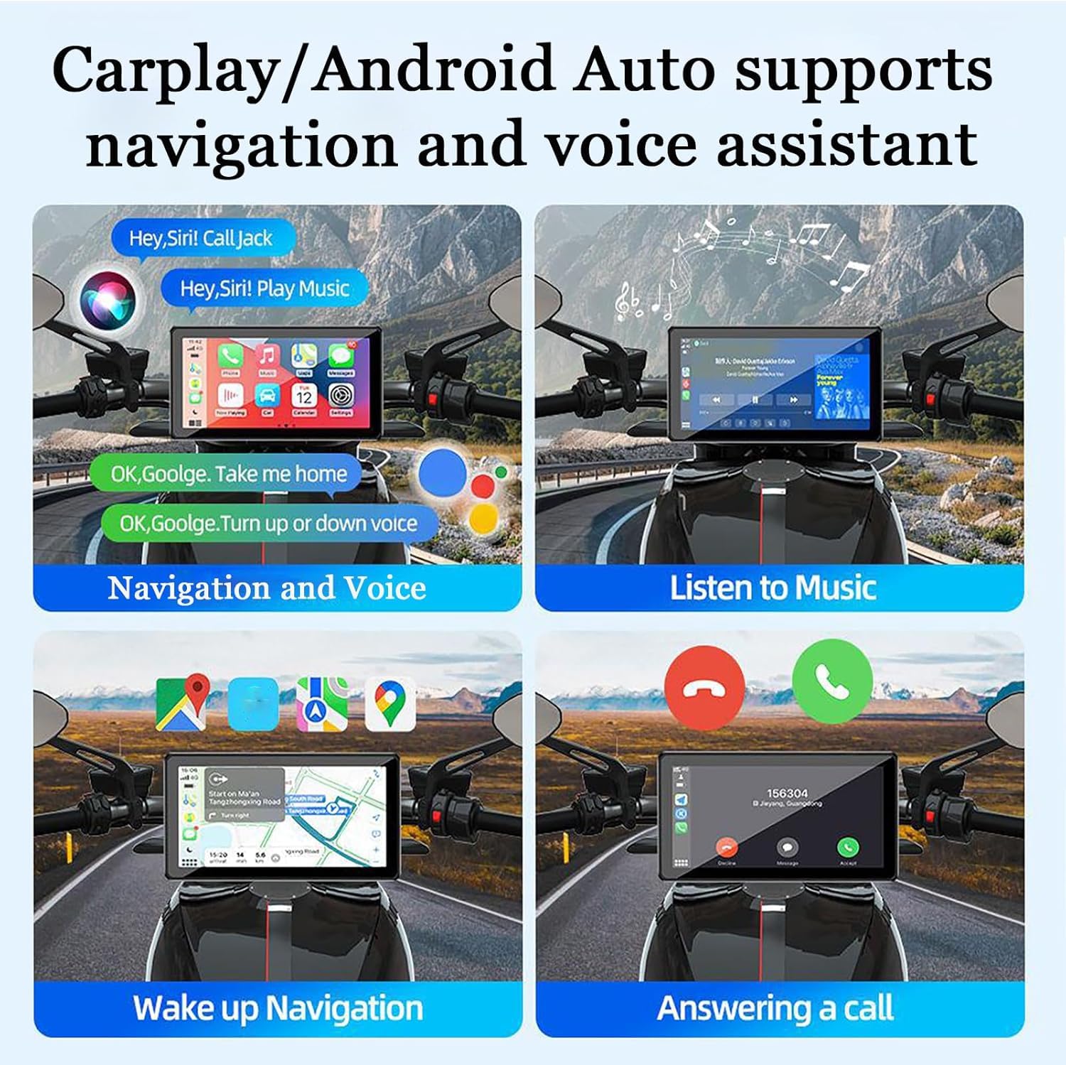 5″ Écran Carplay Moto sans Fil pour Suzuki GSR 750 400 600 GSR750 GSR400 GSR600, CarPlay et Android Auto avec IPX67 étanche, Double Bluetooth, Contrôle Voix, GPS